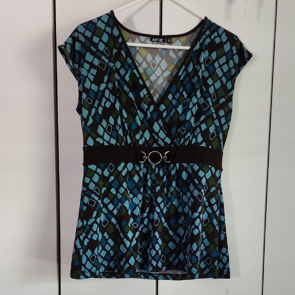 Apt. 9 Black and Blue Wrap Blouse
